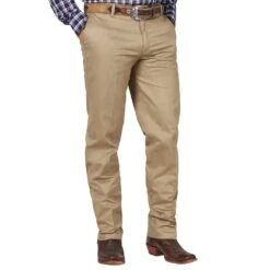 Wrangler Mens Riata Khaki Flat Front Pants -Cinc Clothing Shop 00096KH 1