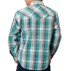 Boy's Roper Light Blue Plaid Shirt With Snaps -Cinc Clothing Shop 03 030 0062 4024 1