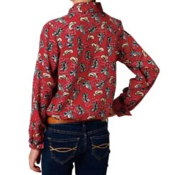 Roper Girl's Western Red Western Print Blouse With Snaps -Cinc Clothing Shop 03 080 0590 4062 2