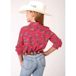 Girl's Roper Red Western Pearl Snap Shirt -Cinc Clothing Shop 0308005904033 2