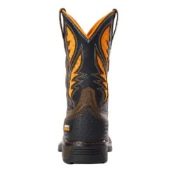 Ariat Kids VentTek Cocoa Brown Work Orange Cowboy Boot -Cinc Clothing Shop 10034159 2