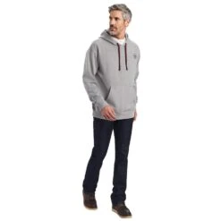Ariat Men's Logo Hoodie Heather Grey 6 Ariat Men's Logo Hoodie Heather Grey -Cinc Clothing Shop 10040817 02