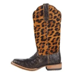 Ariat Women's Chocolate Caiman 12in. Leopard Top Cowgirl Boot -Cinc Clothing Shop 10042540 3