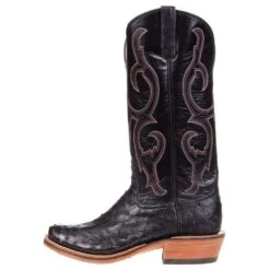Rios Of Mercedes Men's Ride Ready Black Full Quill Ostrich 15in. Black Calf Top Cowboy Boot -Cinc Clothing Shop 102310 2