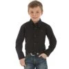 Boys Wrangler Solid Black Long Sleeve Button Up Shirt -Cinc Clothing Shop 106578 default l