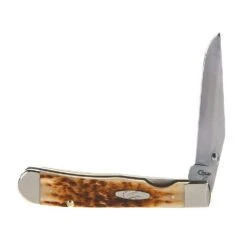 Case Amber Bone Peach Seed Jig Kickstart TrapperLockwith Belt Clip