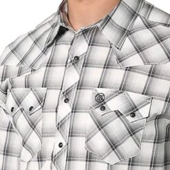 Wrangler Men's Retro Long Sleeve Gray Sawtooth Snap Western Shirt -Cinc Clothing Shop 112314916 2