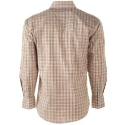 Wrangler Men's Wrinkle Resist Brown Plaid Snap Shirt -Cinc Clothing Shop 112317087 3
