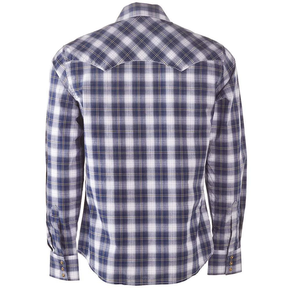 Wrangler Men's Retro Blue Plaid Modern Two Pocket Snap Shirt 6 Wrangler Men's Retro Blue Plaid Modern Two Pocket Snap Shirt - Image 4