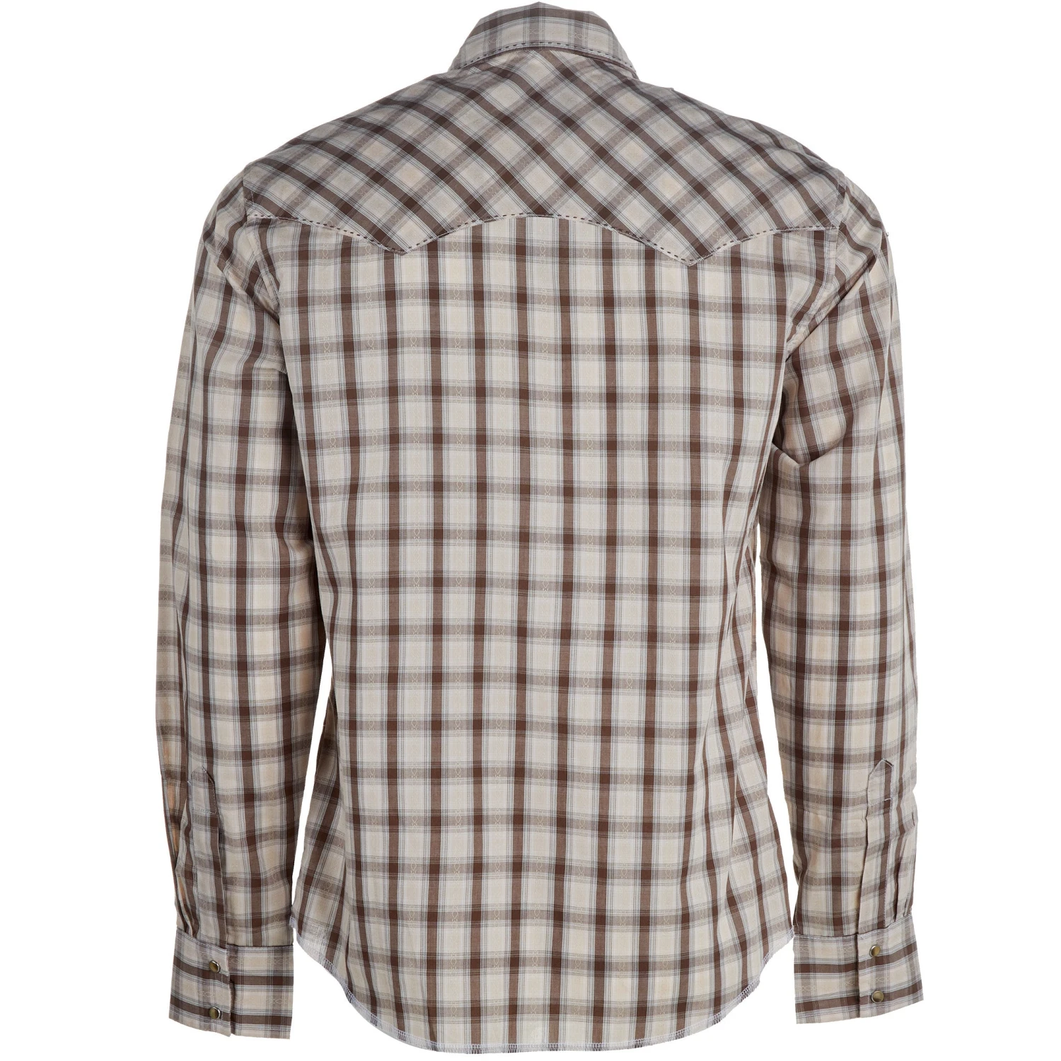 Wrangler Men's Brown Plaid Snap Shirt 6 Wrangler Men's Brown Plaid Snap Shirt - Image 4