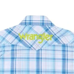 Wrangler Boy's Blue Plaid Snap Shirt -Cinc Clothing Shop 112324694 02