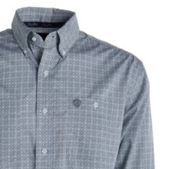 Wrangler Men's George Strait Grey Printed Button Down 9 Wrangler Men's George Strait Grey Printed Button Down -Cinc Clothing Shop 112324885 02