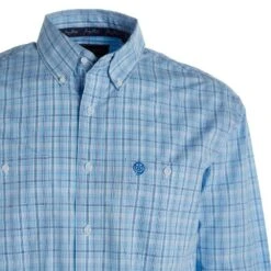 Wrangler Men's George Strait Plaid Long Sleeve Western Shirt -Cinc Clothing Shop 112324886 02