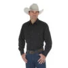 Wrangler Mens Black Poly/Cotton Sports Western Long Sleeve Snap Shirt -Cinc Clothing Shop 114805 default l
