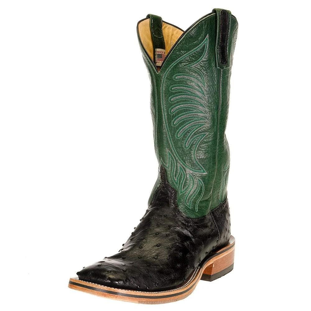 Rios Of Mercedes Men's Anderson Bean Ride Ready Black Full Quill Ostrich 13in. Jade Navajo Top Cowboy Boot 3 Rios Of Mercedes Men's Anderson Bean Ride Ready Black Full Quill Ostrich 13in. Jade Navajo Top Cowboy Boot