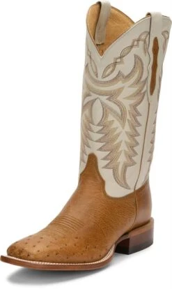 Justin Boots Men's Justin Pascoe Smooth Ostrich 13in. Antique Saddle Maddog Cowboy Boots