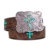 Girls Brown Belt With Turquoise Cross Buckle -Cinc Clothing Shop 117709 default l