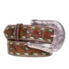 Youth Floral Tooled Belt With Turquoise Underlay And Buckstitch -Cinc Clothing Shop 120580 default l