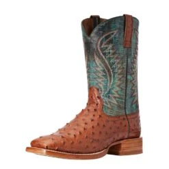 Ariat Men's Ariat Brandy Full Quill Ostrich 11in. Roaring Turquoise Top Cowboy Boot