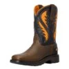 Ariat Kids VentTek Cocoa Brown Work Orange Cowboy Boot -Cinc Clothing Shop 121181 default l