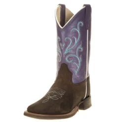 Old West Infant Purple Top Brown Foot Cowgirl Boot