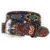 Western Fashion Kids Twisted X Beaded Belt With Floral Tooling -Cinc Clothing Shop 124046 default l