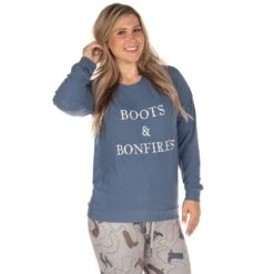 P.J. Salvage Womens PJ Boots And Bonfire Embroidered Top