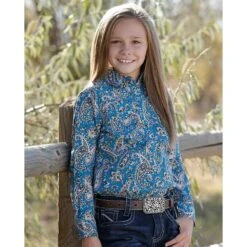 Girl's Cruel Girl Blue Paisley Snap Shirt