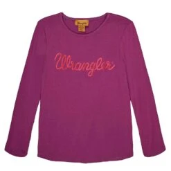 Girls Wrangler Logo Girls PurpleL/S Tee