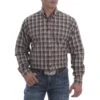 Cinch Mens Khaki/Navy L/S Plaid Shirt -Cinc Clothing Shop 128574 default l
