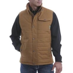 Cinch Men's Brown Wax Coated Vest