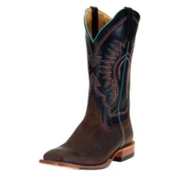Men's Horsepower Distressed Bison 13in.Black Ranch Top Cowboy Boots
