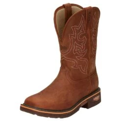Justin Boots Men`s Resistor Russett 13` Russett H20 Soft Toe Square Work Boot