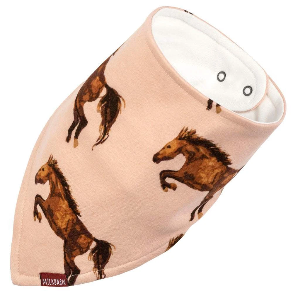 Horse Organic Cotton Kerchief Bib 3 Horse Organic Cotton Kerchief Bib
