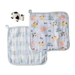Mud Pie Cow Washcloth And Toy Set