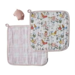 Mud Pie Pig Washcloth And Toy Set