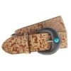 Lucky & Blessed Women's Brown Laser Cut Belt With Turquoise Stone Buckle -Cinc Clothing Shop 136941 default l