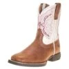 Ariat Childrens Tan And Pearlized Double Kicker Adobe Cowboy Boot -Cinc Clothing Shop 138181 default l