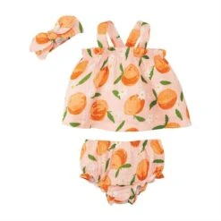 Mud Pie Orange Print Pinafore Set