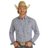 Panhandle Rough Stock Navy Dobby Gingham Button Shirt -Cinc Clothing Shop 140290 default l