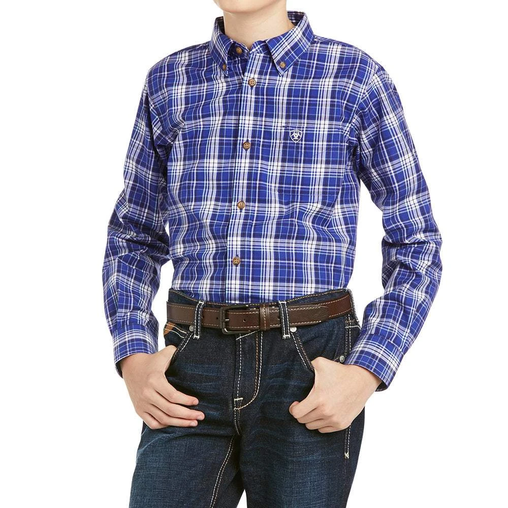 Ariat Boys Pro Series Blue Plaid Paul Shirt 3 Ariat Boys Pro Series Blue Plaid Paul Shirt