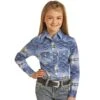 Girl's Rock N Roll Blue Aztec Snap Shirt -Cinc Clothing Shop 141829 default l a2b8a718 fc56 42a3 85ec b504b868120e