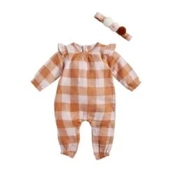 Mud Pie Check One Piece With Matching Headband