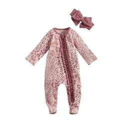 Mud Pie Mauve Leopard Sleeper Set