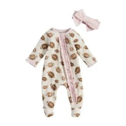 Mud Pie Football Sleeper With Headband