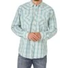 Wrangler Men's 20X Modern Fit Teal Check Shirt -Cinc Clothing Shop 142254 default l