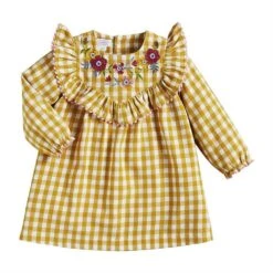 Mud Pie Gingham Embroidered Dress