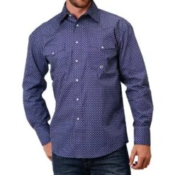 Men's Roper Purple And Teal Print Shirt With Snaps