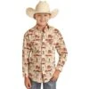 Boy's Rock N Roll Cowboy Dale Brisby Cactus Snap Shirt -Cinc Clothing Shop 146377 default l