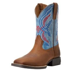 Ariat Children's/Youth Brown Double Kicker Square Toe Western Boot